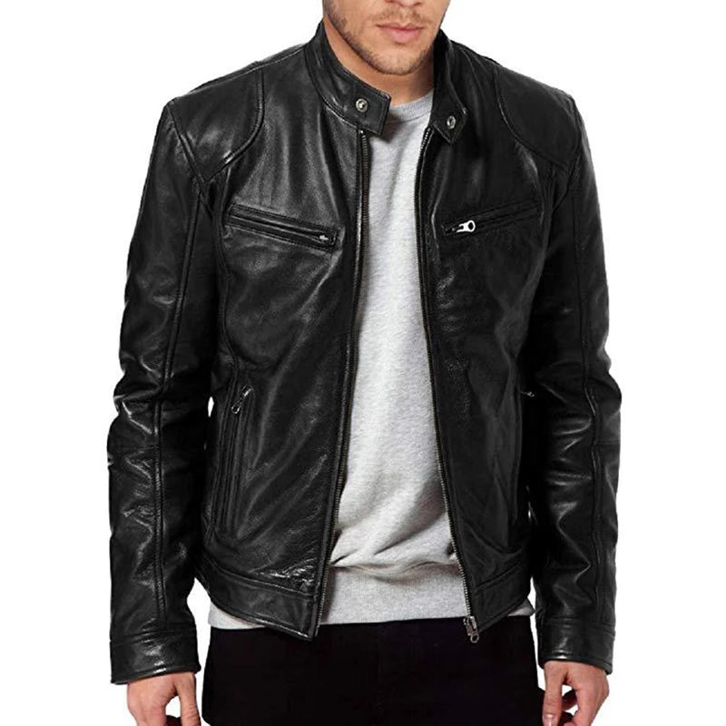 Blouson moto homme en cuir PU - vue - vue 2