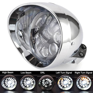 Phare LED rond noir 5,75 pouces pour moto custom et Harley-Davidson - vue 8