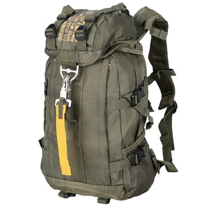 Sac à dos militaire noir en nylon imperméable - vue 1