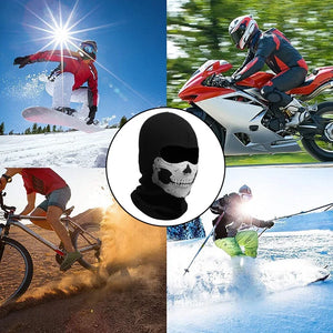 Cagoule intégrale tête de mort portée en sous-casque de moto - vue 5