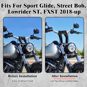 Risers de guidon 8 pouces avec passage pour compteur digital - Harley-Davidson Softail FLSB, FXBB, FXST 2018-2023 – photo 5/9