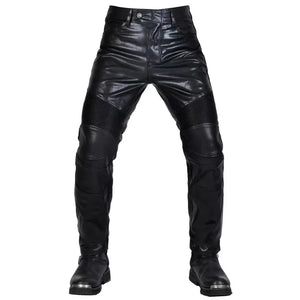 Pantalon Moto Cross Homme Cuir PU Protections CE Genoux Hanches - vue 7