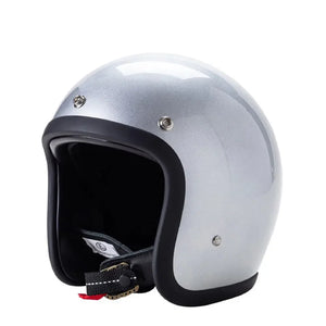 Casque moto jet rétro noir doublure cuir - vue de profil - vue 8