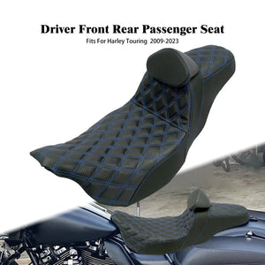Selle biplace noire avec dossier pilote pour Harley-Davidson Road Glide - vue 10