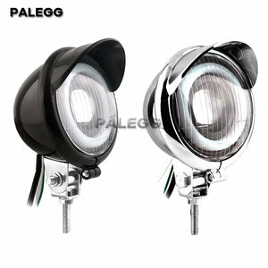 Phare LED rond à visière pour Harley bobber chopper - vue 1