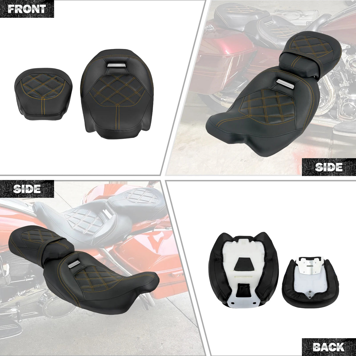 Selle Two-Up Conducteur/Passager avec Dossier Avant - Harley-Davidson Touring 2009 et plus – photo 2/9