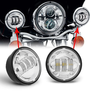 Phare LED rond chromé avec feux antibrouillard sur une Harley-Davidson Touring - vue 9