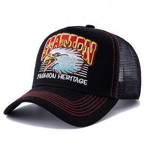 Casquette trucker mesh grise avec motif tête d'aigle - vue de face - vue 8