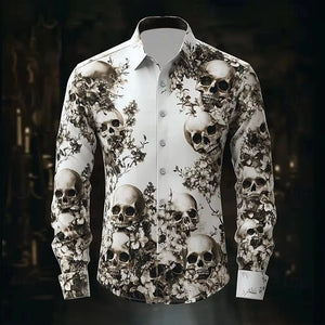 Chemise noire manches longues imprimé tête de mort - vue 7