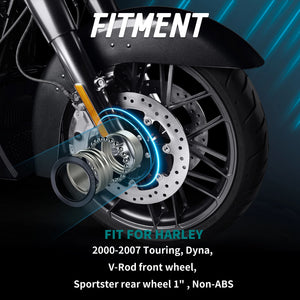 Roulement de roue 25mm avant/arrière pour Harley-Davidson Touring, Dyna, V-Rod, Sportster (sans ABS) 2000-2007 – photo 3/6