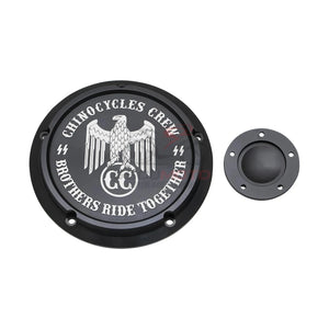 Derby cover noir gravé pour Harley Touring Softail Dyna - vue 8