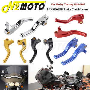 Leviers de frein et d'embrayage courts noirs pour Harley Touring - vue 1