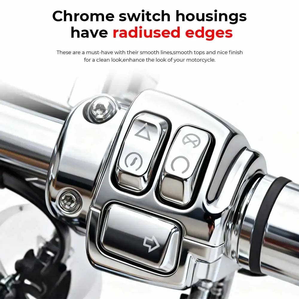 Boîtiers de commodo chromés pour Harley Softail Dyna Sportster - vue 2