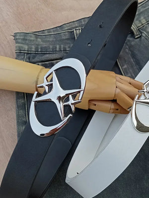 Ceinture unisexe boucle ovale métallique motif croix - vue 6