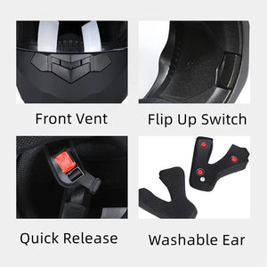 Casque moto modulable rétro double écran - vue - vue 3