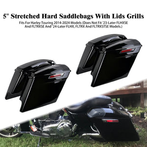 Sacoches Rigides Étirées 5 pouces avec Grilles Haut-Parleur - Harley-Davidson Touring Road, Street Glide, FLHR 2014-2024 – photo 1/8