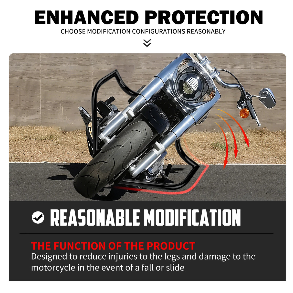 Barre de protection moteur noire à l'avant d'une Harley Softail - vue 2