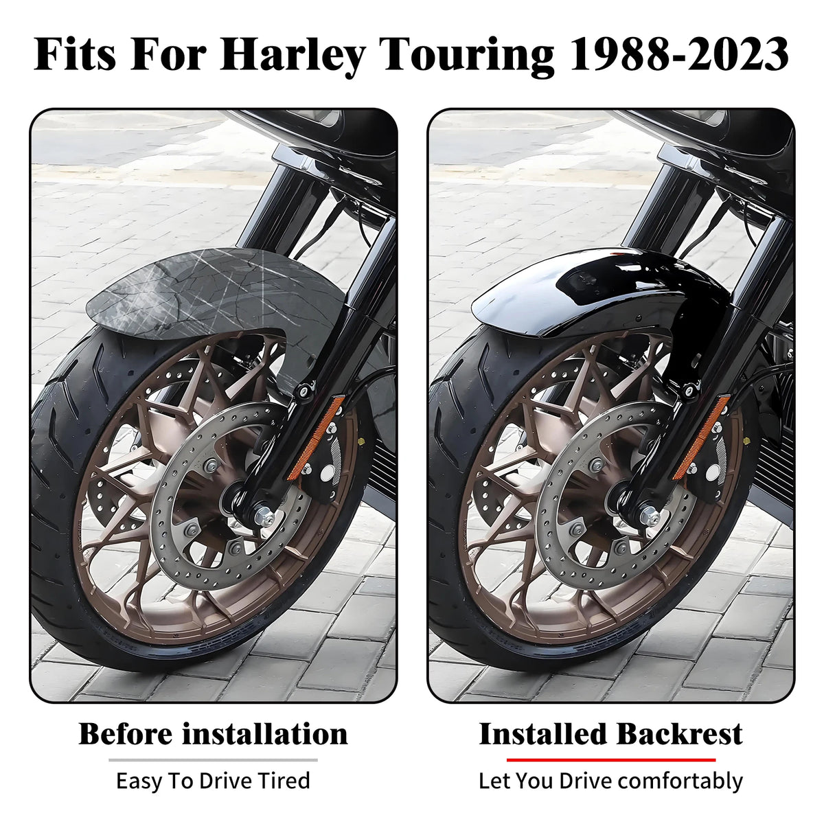 Garde-boue avant 19'' enveloppant en acier pour Harley-Davidson Touring - Electra Glide, Street Glide, Road King FLHTK 1988-2023 – photo 2/7
