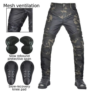 Jean moto été camouflage bleu, mesh respirant anti-chute - vue 8