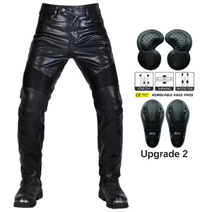 Pantalon Moto Cross Homme Cuir PU Protections CE Genoux Hanches - vue 10