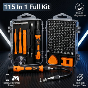 Kit de tournevis de précision 115 en 1 avec embouts magnétiques et tige flexible - outils de réparation électronique – photo 1/10