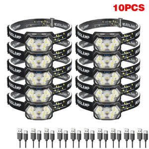 Lampe frontale LED 9 diodes, rechargeable USB, détecteur de mouvement – photo 7/15