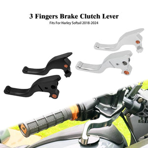 Leviers de frein et d'embrayage 3 doigts CNC pour Harley-Davidson Softail Low Rider, Street Bob, Breakout, Fat Boy, Slim 2018-2024 – photo 1/8