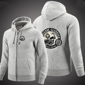 Sweat Zippé Homme Uni Manches Longues Esprit Moto - vue 3