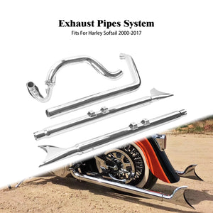 Système d'Échappement Double Chromé - Harley-Davidson Softail Breakout FXSB 2013-2016, Fat Boy FLSTF, Deluxe 2007-2017, Slim FXSTB – photo 1/6