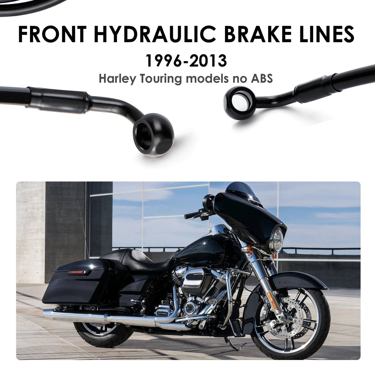 Kit Durite de Frein Double Disque Tressée Inox - Harley-Davidson Touring 1996-2013 sans ABS – photo 2/12