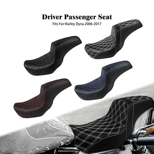 Selle biplace en cuir noir pour Harley-Davidson Dyna - vue 1