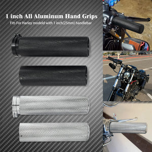 Poignées de guidon tout aluminium moletées pour Harley Sportster Touring - vue 1
