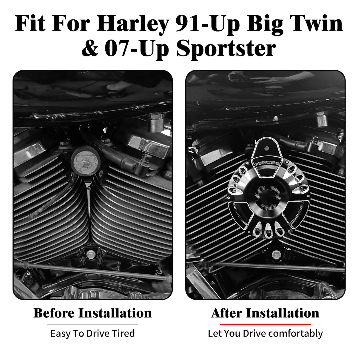 Cache klaxon CNC noir/chrome pour Harley-Davidson Big Twin (Evo/Twin Cam/M8) 1991 et plus, Sportster 2007 et plus – photo 2/7