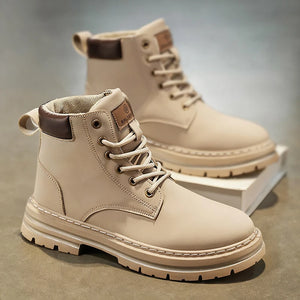 Bottines motard mixte beige - vue de dos