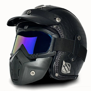 Casque Moto Vintage Ouvert en Cuir PU - Style Café Racer - vue 13