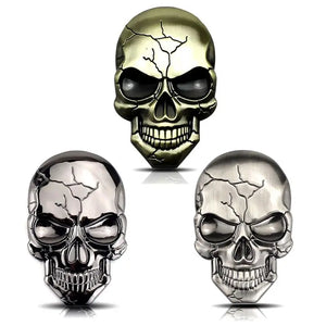 Badge autocollant 3D tête de mort en métal pour moto - vue 1