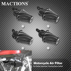 Kit Filtre à Air Noir en Aluminium - Harley-Davidson Sportster, Dyna, Softail et Touring – photo 1/10