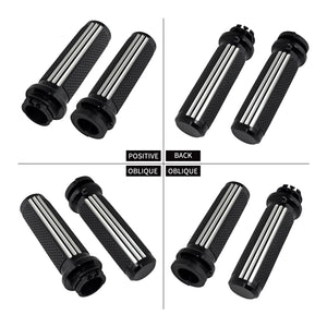 Poignées de Guidon CNC 25mm (1") Noir/Chrome - Harley-Davidson Sportster, Touring, Softail, Dyna & V-Rod – photo 3/8