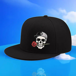 Casquette hip-hop à motifs tête de mort et rose - vue 2