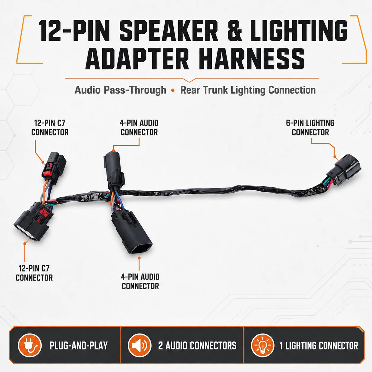 Faisceau adaptateur 12 broches pour Harley Touring - vue 2