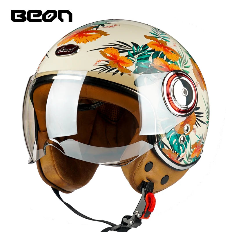 Casque Moto Jet Vintage BEON - Style Chopper Homologué ECE - vue 2