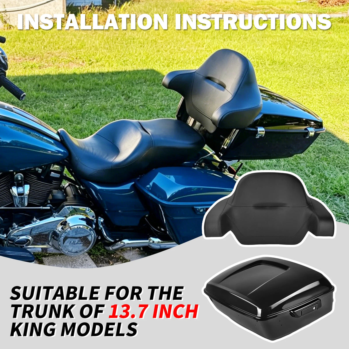 Coussin de dossier Tour Pack chopped ou king pour Harley-Davidson Touring (2014-2025)
