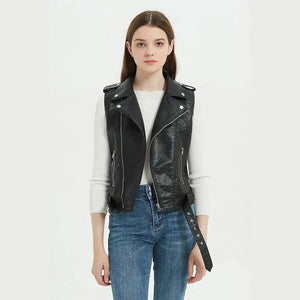 Gilet simili cuir femme grande taille - vue produit - vue 4