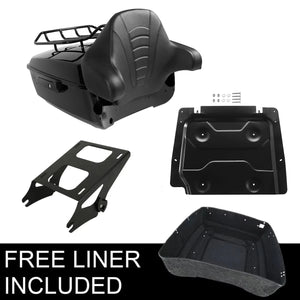 Malle top case noire avec dossier passager montée sur une Harley-Davidson Touring - vue 6