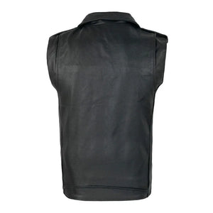 Gilet en simili cuir noir zippé, vue de face - vue 3