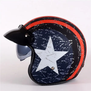 Casque Moto Jet Vintage Noir Brillant - Style Café Racer - vue 9