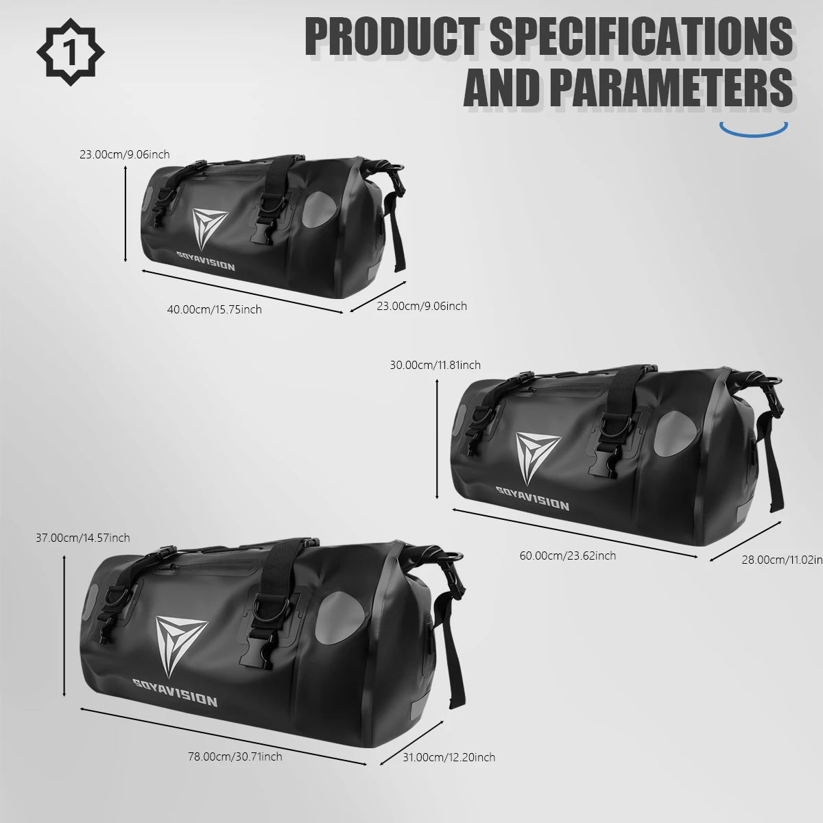 Sac de selle arrière noir étanche pour moto - vue 2