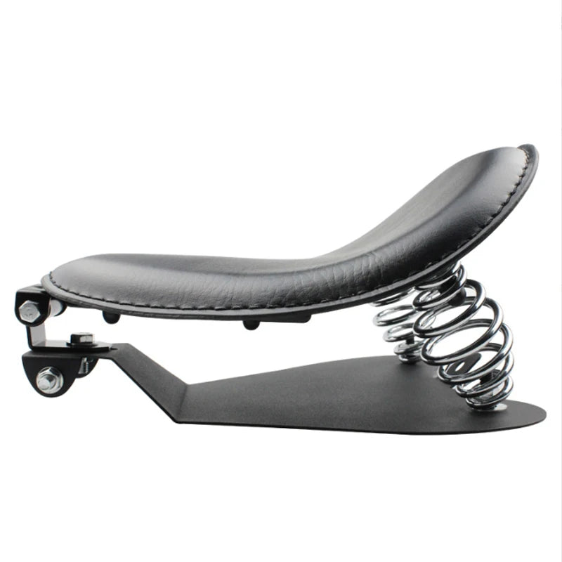 Selle solo à ressorts en cuir noir style bobber pour Harley-Davidson Sportster / Dyna / Softail (custom)