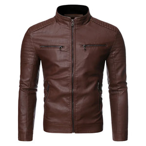 Blouson en simili cuir col montant - vue - vue 9