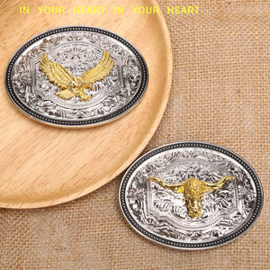 Boucle de ceinture dorée motif tête de taureau longhorn - vue 4